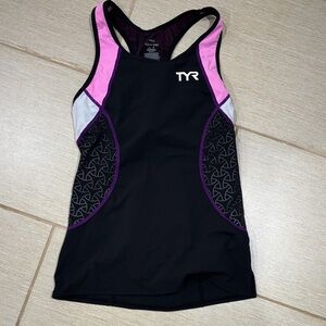 TYR Women's Black and Pink Tank Top